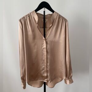 L’Agence Bianca silk-satin blouse in Color Sand - size large